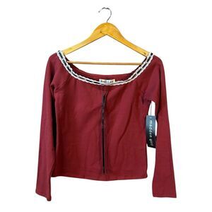 Madden Girl Juniors XL Deep Red Long Sleeve Top New